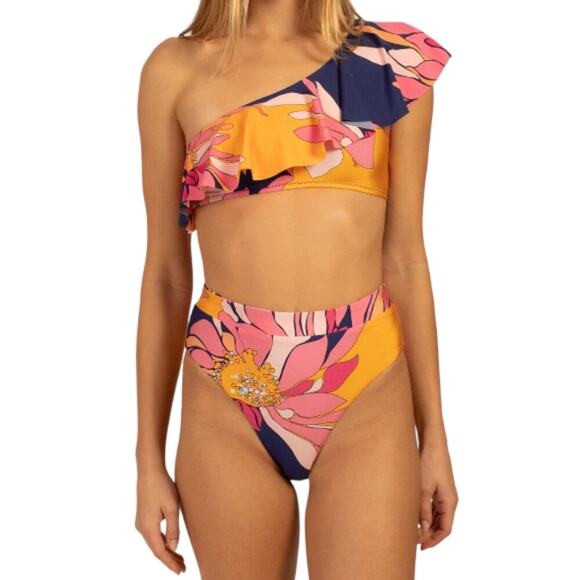 Trina Turk Fold Over High Waist Bikini Bottom - Picture 12 of 12